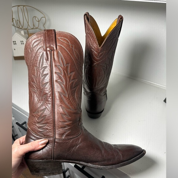 Nocona Boots Women’s 10B Brown Leather Cowboy Boots Classic Western Made in US - Picture 7 of 9